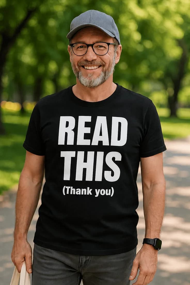Rolig t-shirt Läs detta tack – READ THIS (Thank you)