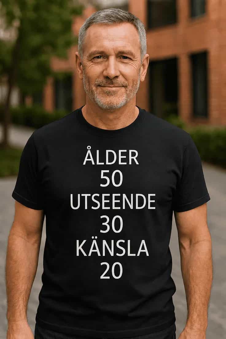 Rolig t-shirt Ålder 50 utseende 30