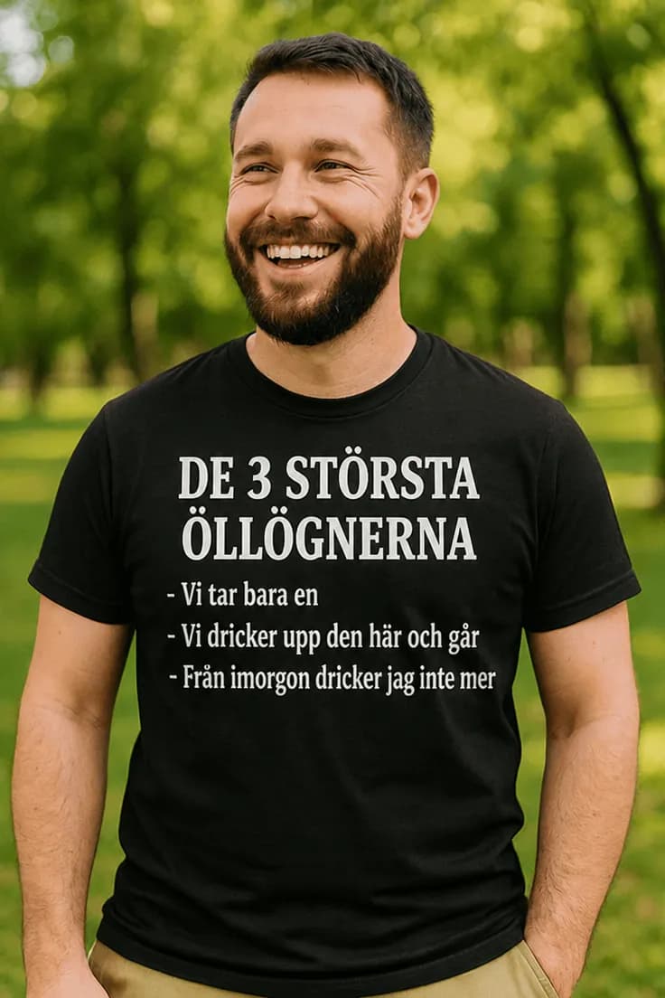 Rolig t-shirt Öllögner – DE 3 STÖRSTA