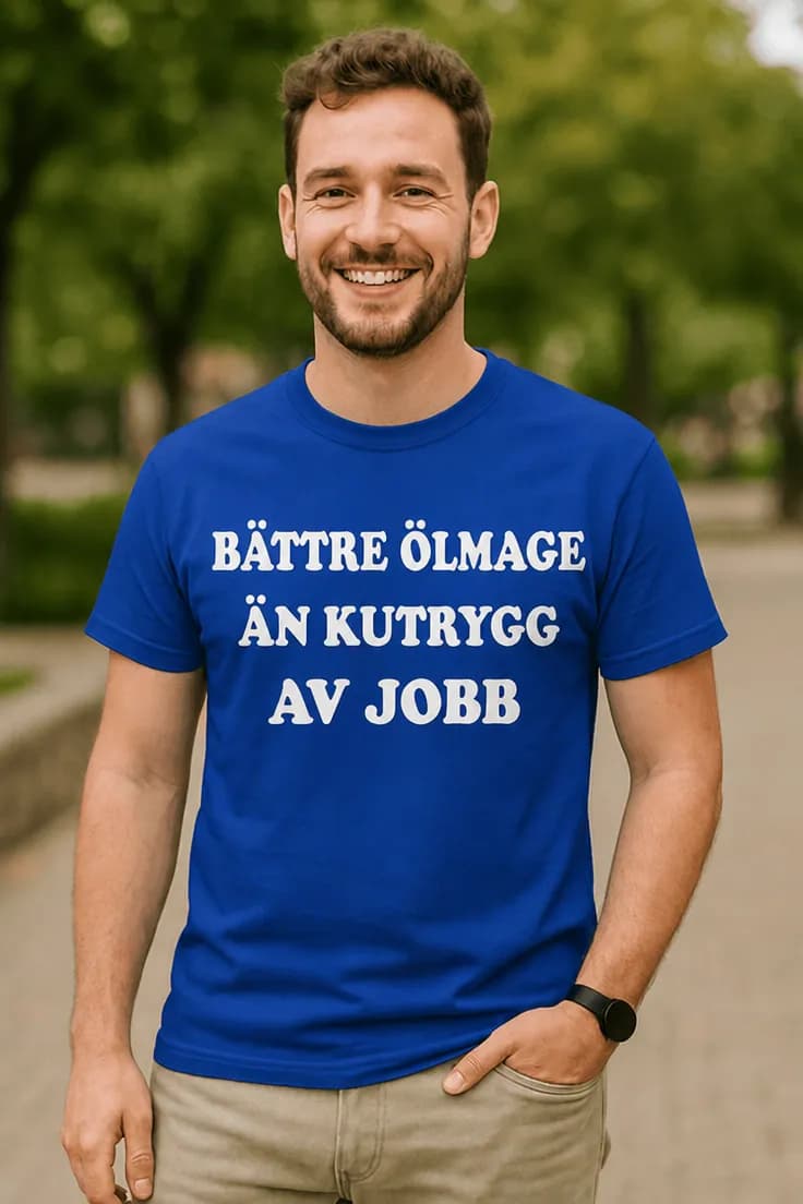 Rolig t-shirt Ölmage före jobb – BÄTTRE ÖLMAGE