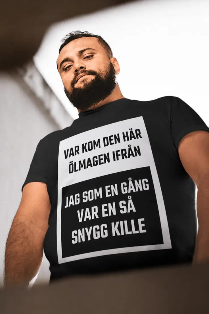 Rolig t-shirt Ölmage snygg kille – VAR KOM DEN HÄR