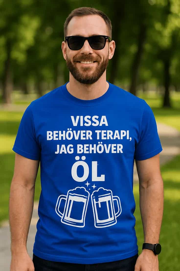 Rolig t-shirt Ölterapi – VISSA BEHÖVER TERAPI