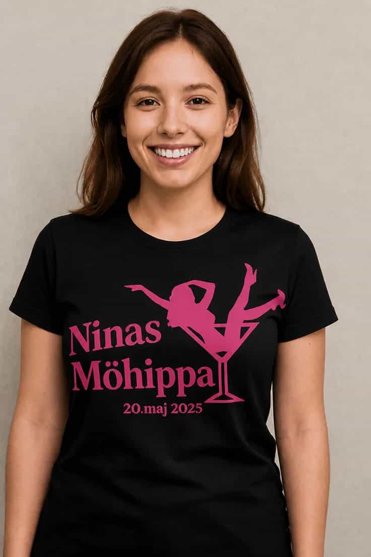 Rolig t-shirt Möhippa martiniglas med namn