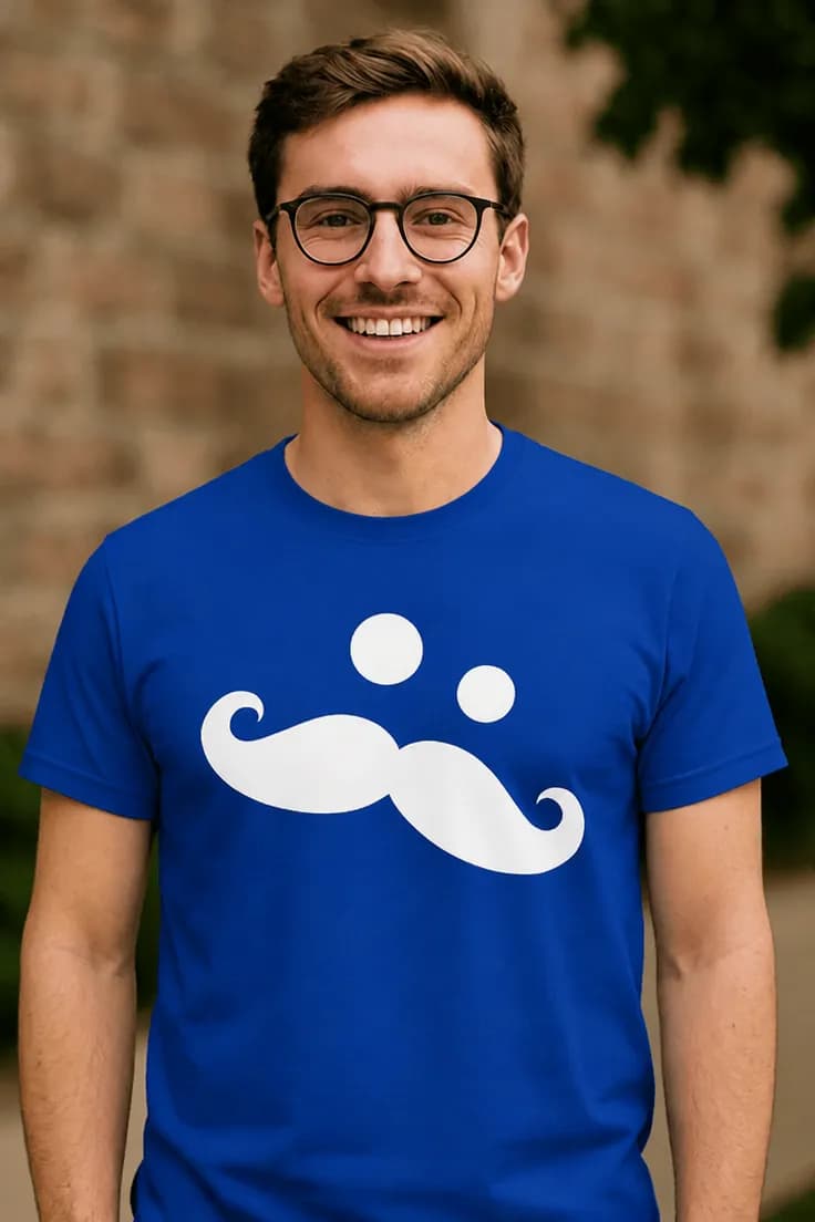 Rolig t-shirt mustasch – kul present med humor