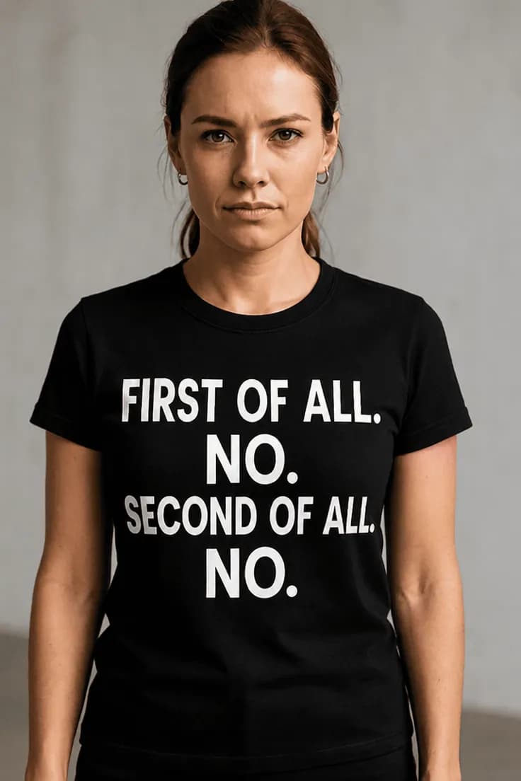 Rolig t-shirt no way – FIRST OF ALL. NO. SECOND