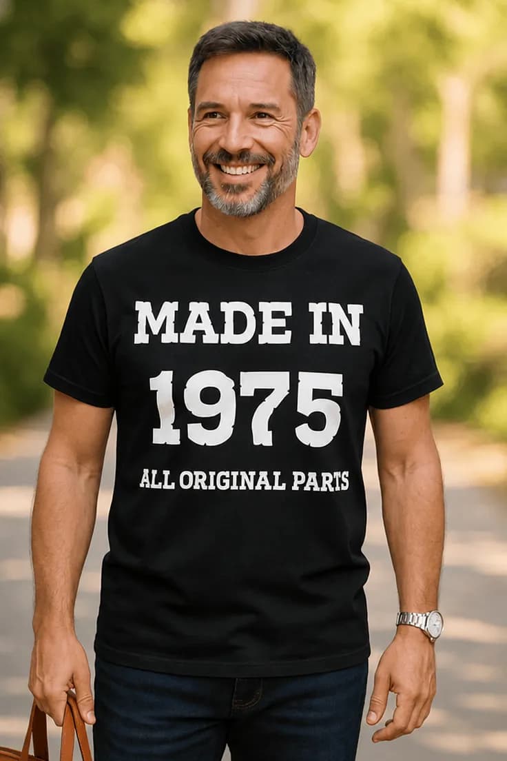 Rolig t-shirt Originaldelar valfritt år