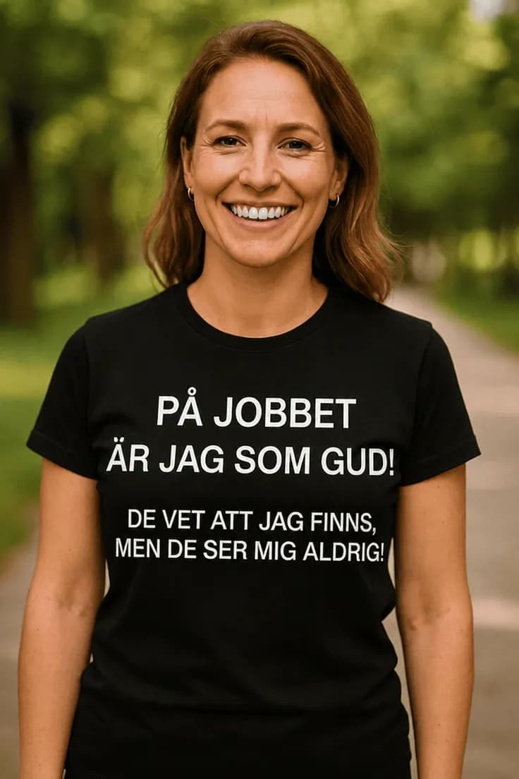 Rolig t-shirt På jobbet som gud – PÅ JOBBET
