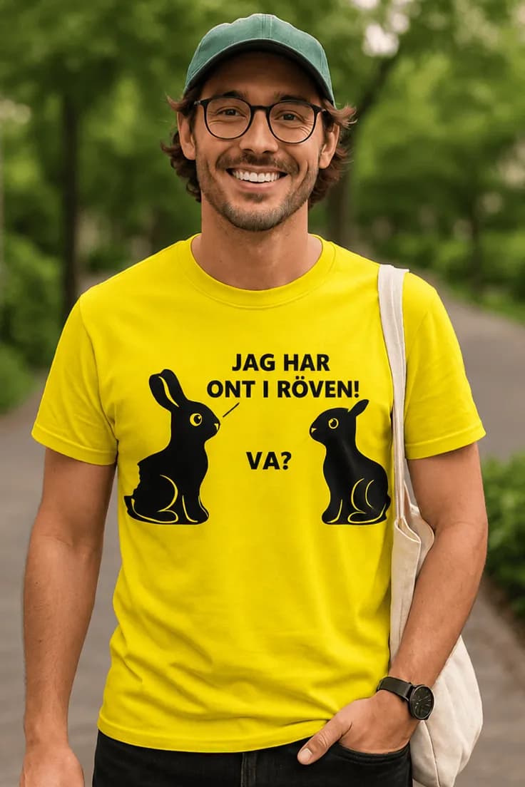 Rolig t-shirt Påskharar – JAG HAR ONT I RÖVEN!