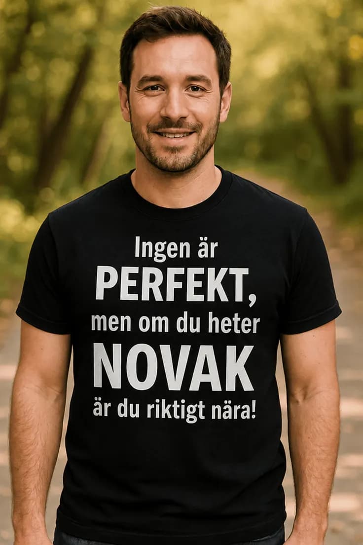 Rolig t-shirt Perfekt med namn – Ingen är PERFEKT,