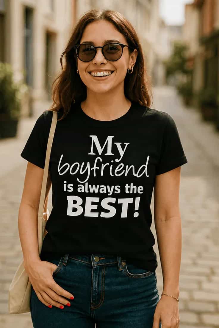 Rolig t-shirt Pojkvännen är alltid bäst - My b