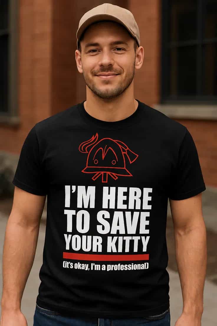 Rolig t-shirt Rädda din katt – I'M HERE TO SAVE YOUR