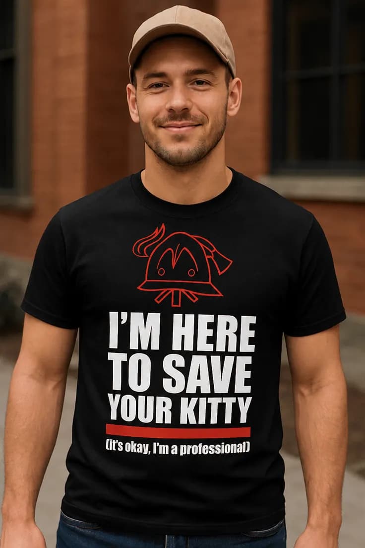 Rolig t-shirt Rädda din katt – I'M HERE TO SAVE YOUR