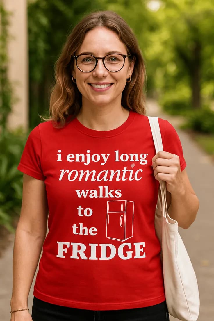 Rolig t-shirt Romantiska promenader till kylskåpet