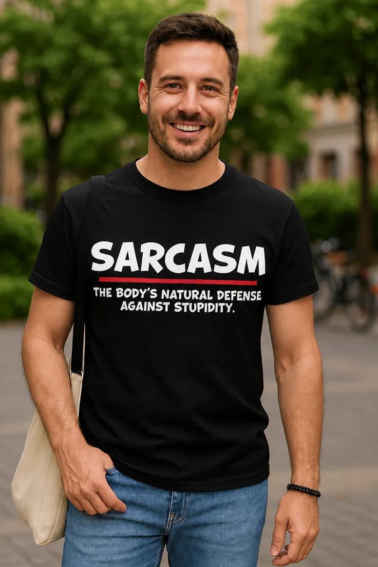 Rolig t-shirt Sarkasm mot dumhet – SARCASM THE BODY'