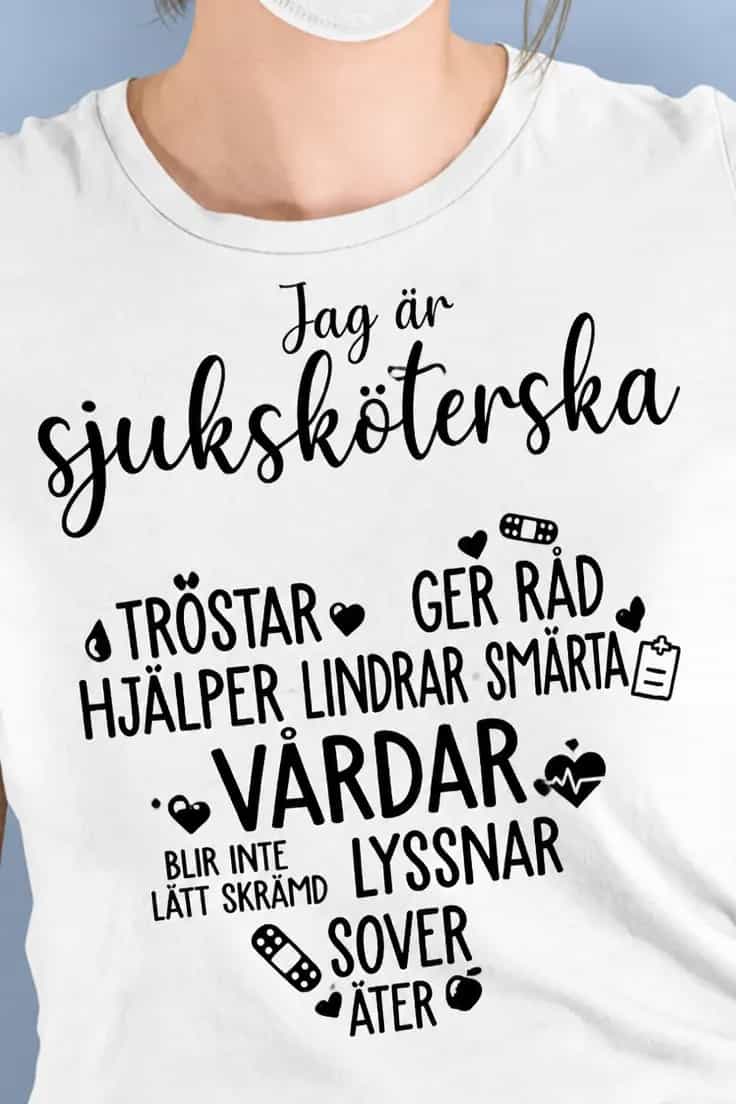 Rolig t-shirt Sjuksköterska med hjärta – Jag är