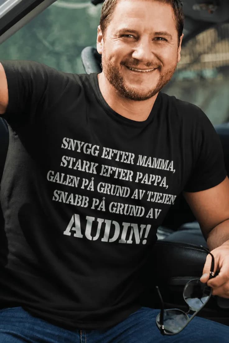 Rolig t-shirt Snabb på grund av bilen med valfritt bilmärke
