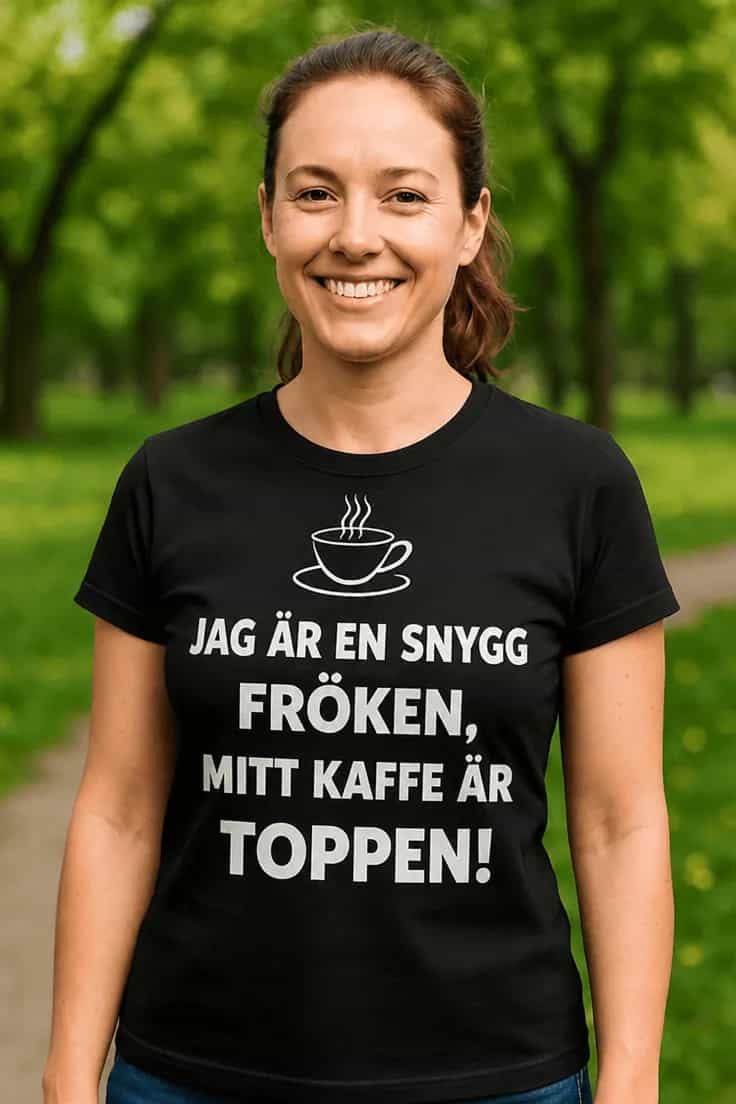 Rolig t-shirt Snygg fröken gott kaffe – JAG ÄR EN