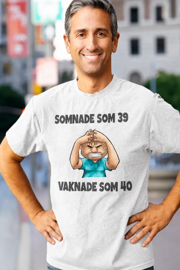 Rolig t-shirt 40 år med valfritt årtal