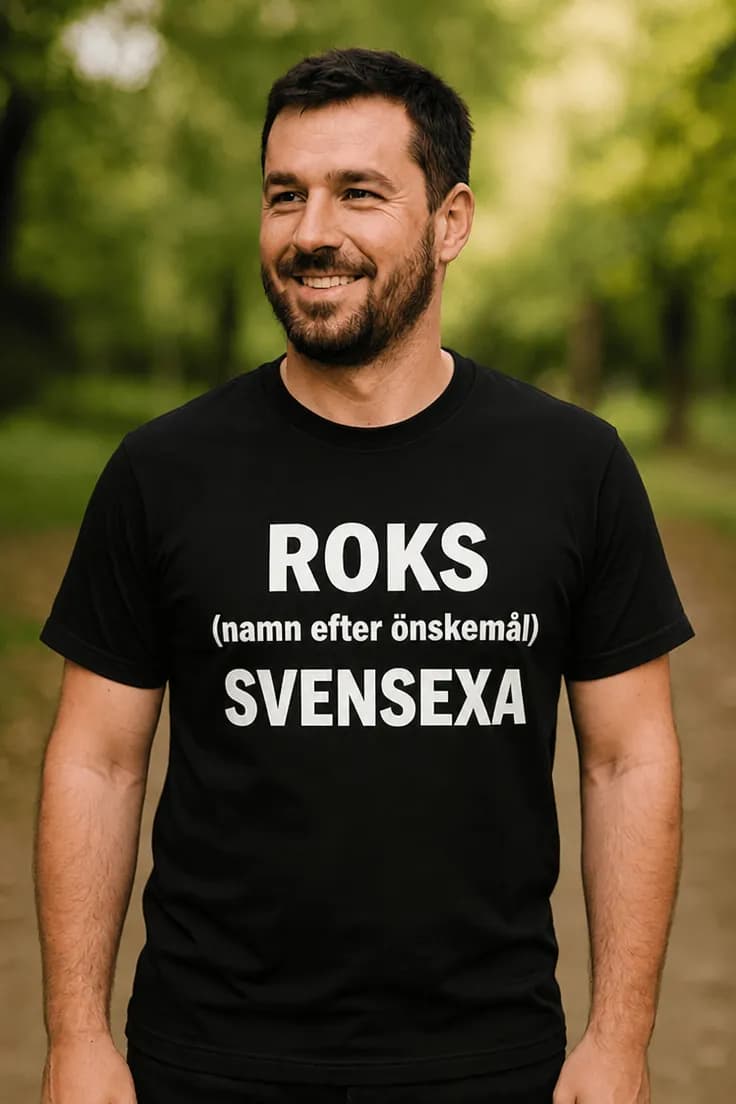 Rolig t-shirt Svensexa med namn – ROKS