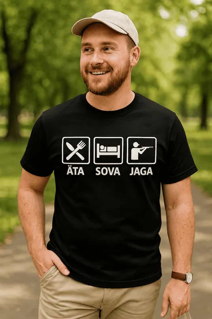 Rolig t-shirt Äta sova jaga – ÄTA SOVA JAGA