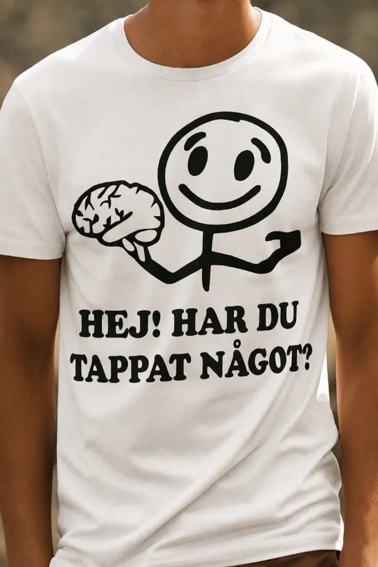 Rolig t-shirt Tappat något – HEJ! HAR DU TAPPAT NÅGOT?