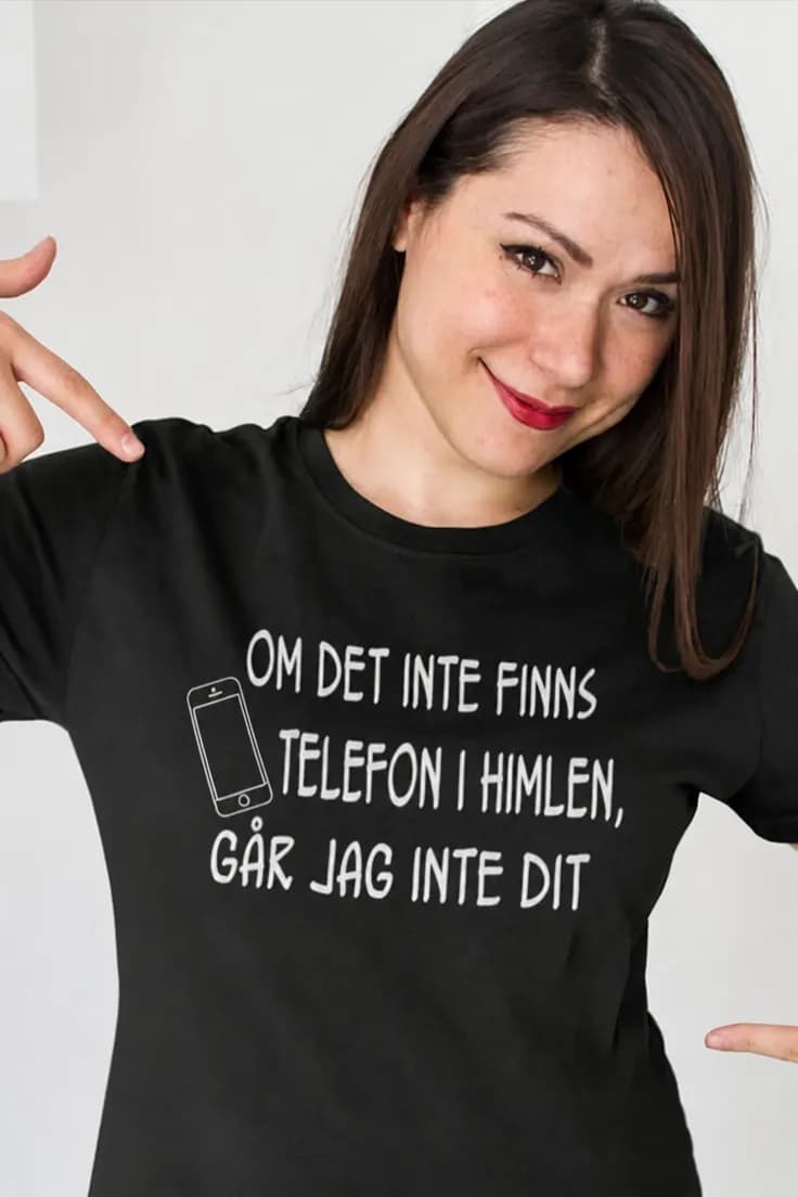 Rolig t-shirt Telefon i himlen – OM DET INTE FINNS