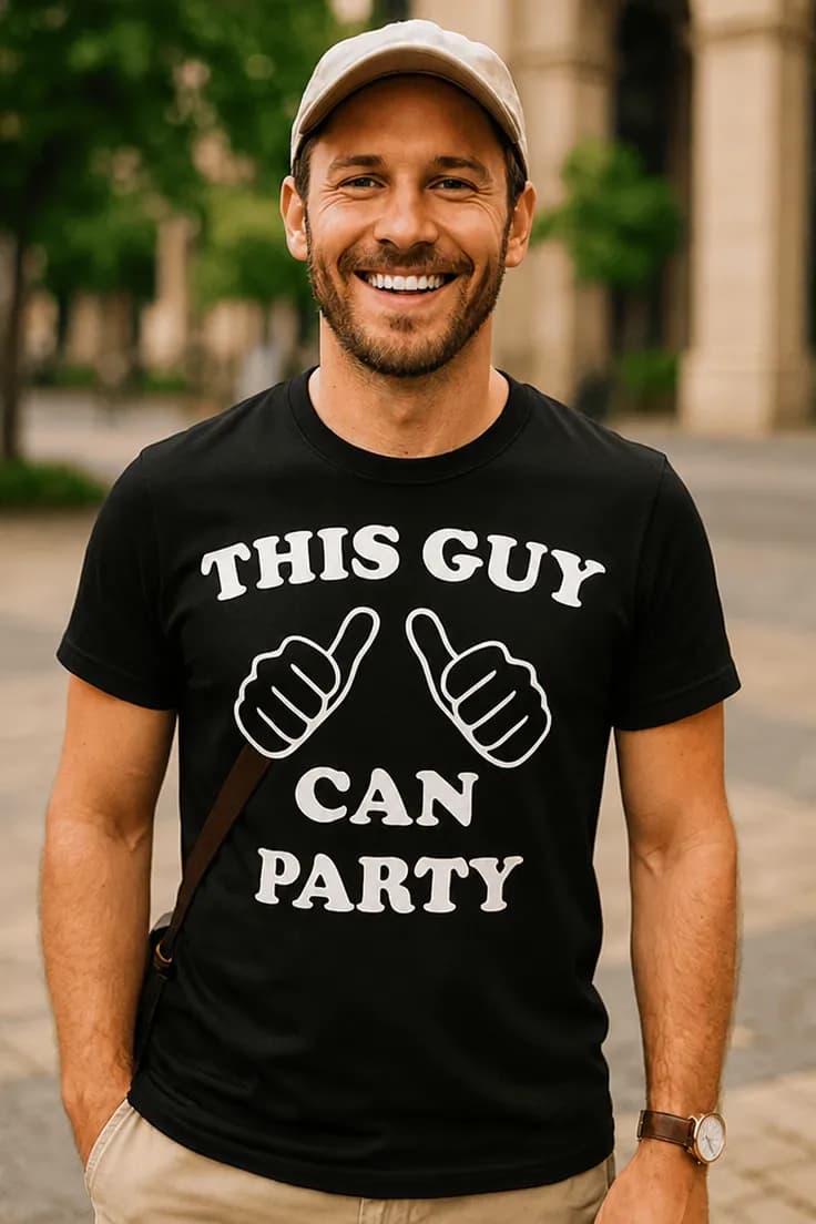 Rolig t-shirt THIS GUY CAN PARTY