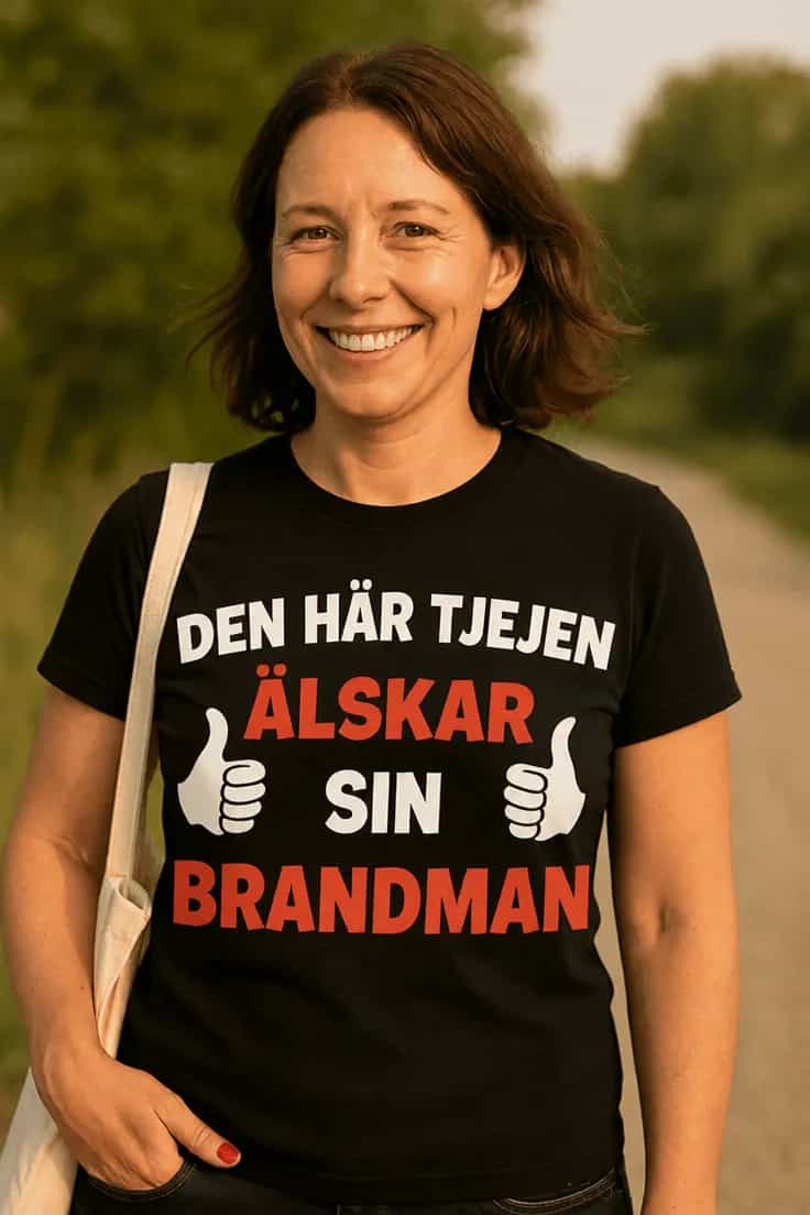 Rolig t-shirt Tjejen älskar sin brandman
