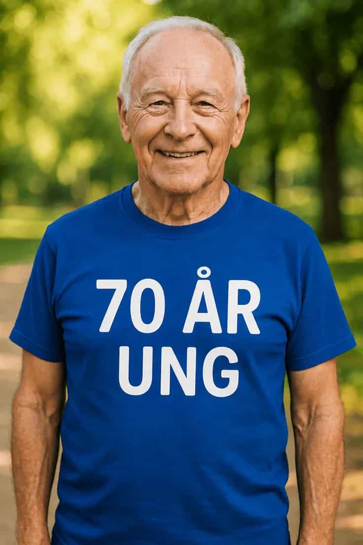 Rolig t-shirt Ung i 70 år