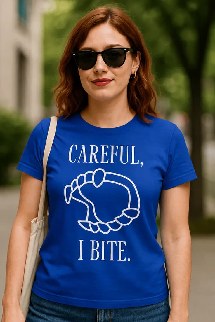 Rolig t-shirt Var försiktig jag bits CAREFUL, I BITE..