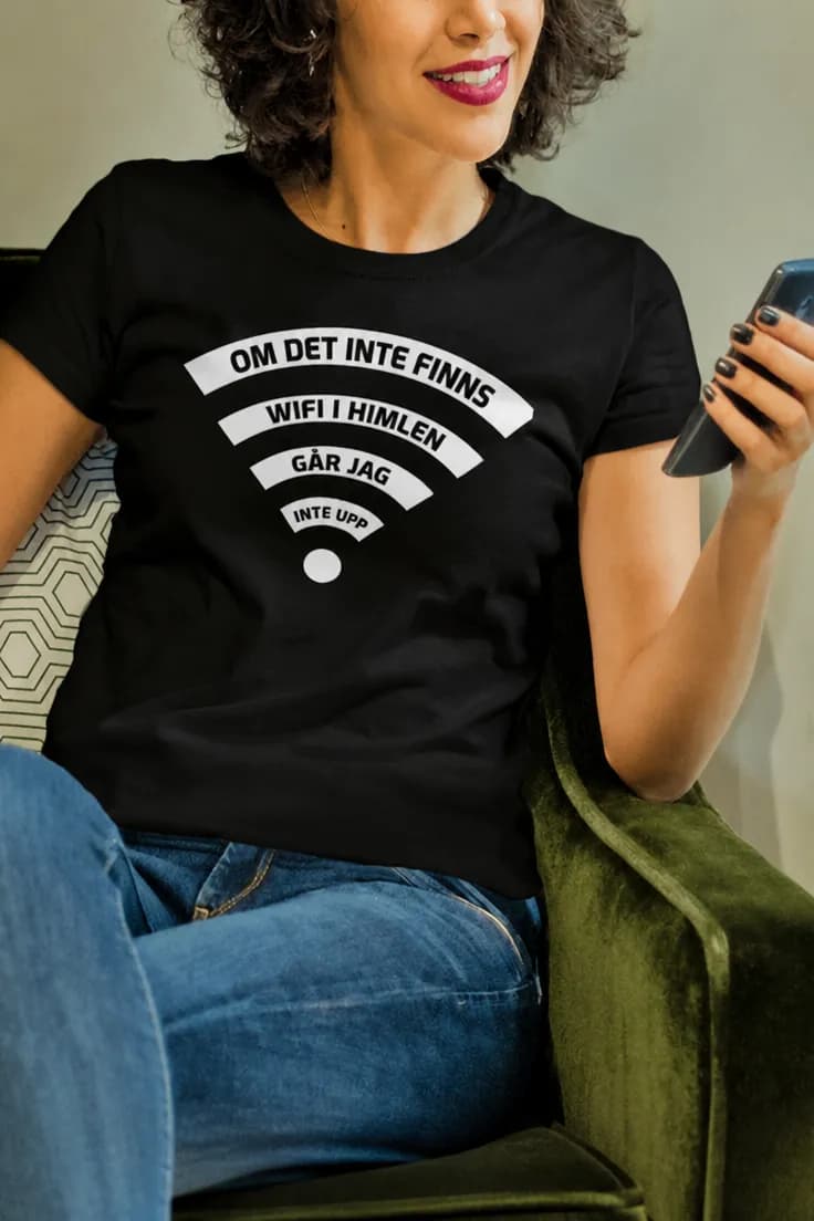 Rolig t-shirt Wifi i himlen – OM DET INTE FINNS