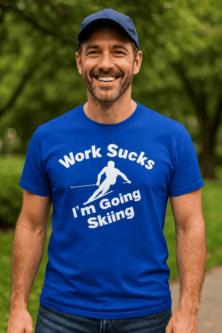 T-shirt work sucks skiing