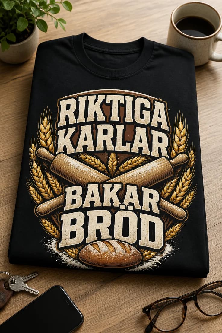 Rolig T-shirt för bagare – Riktiga karlar bakar bröd