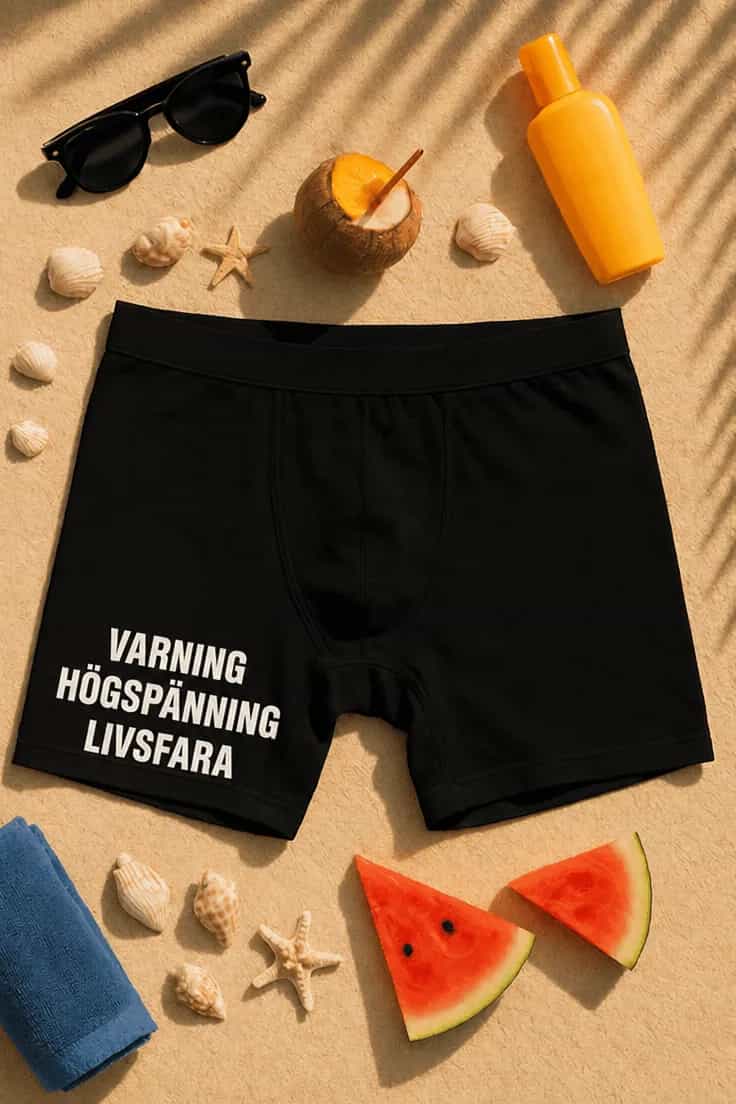 Roliga boxershorts VARNING HÖGSPÄNNING LIVSFARA