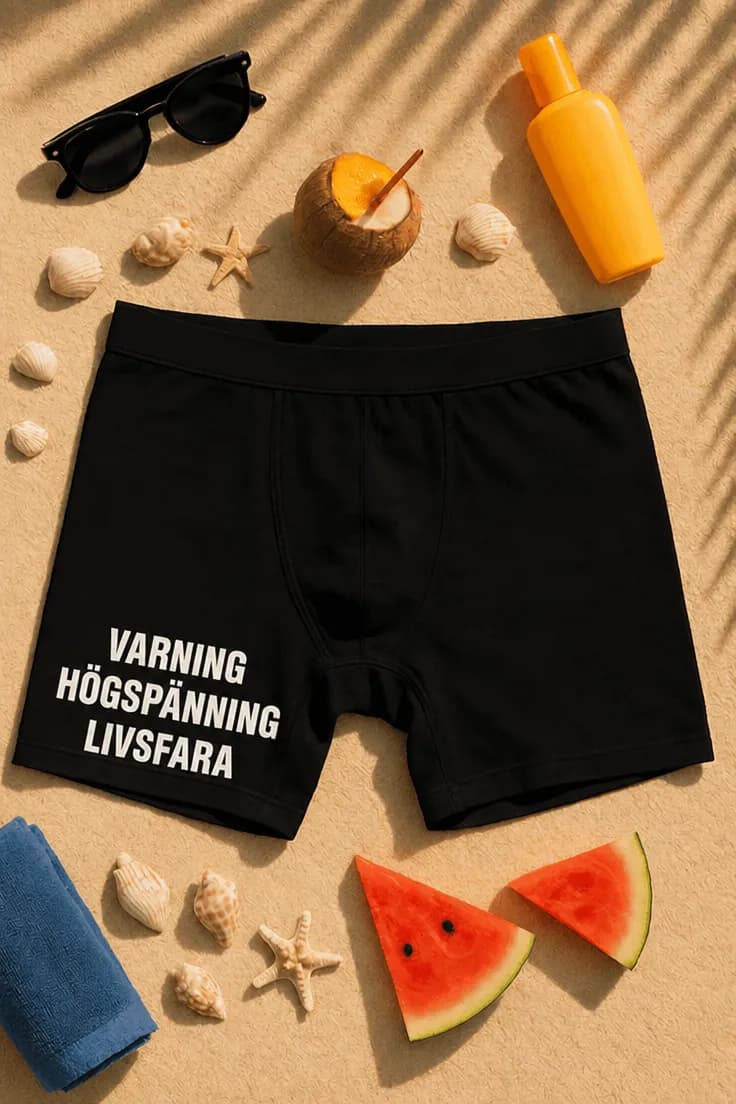 Roliga boxershorts VARNING HÖGSPÄNNING LIVSFARA