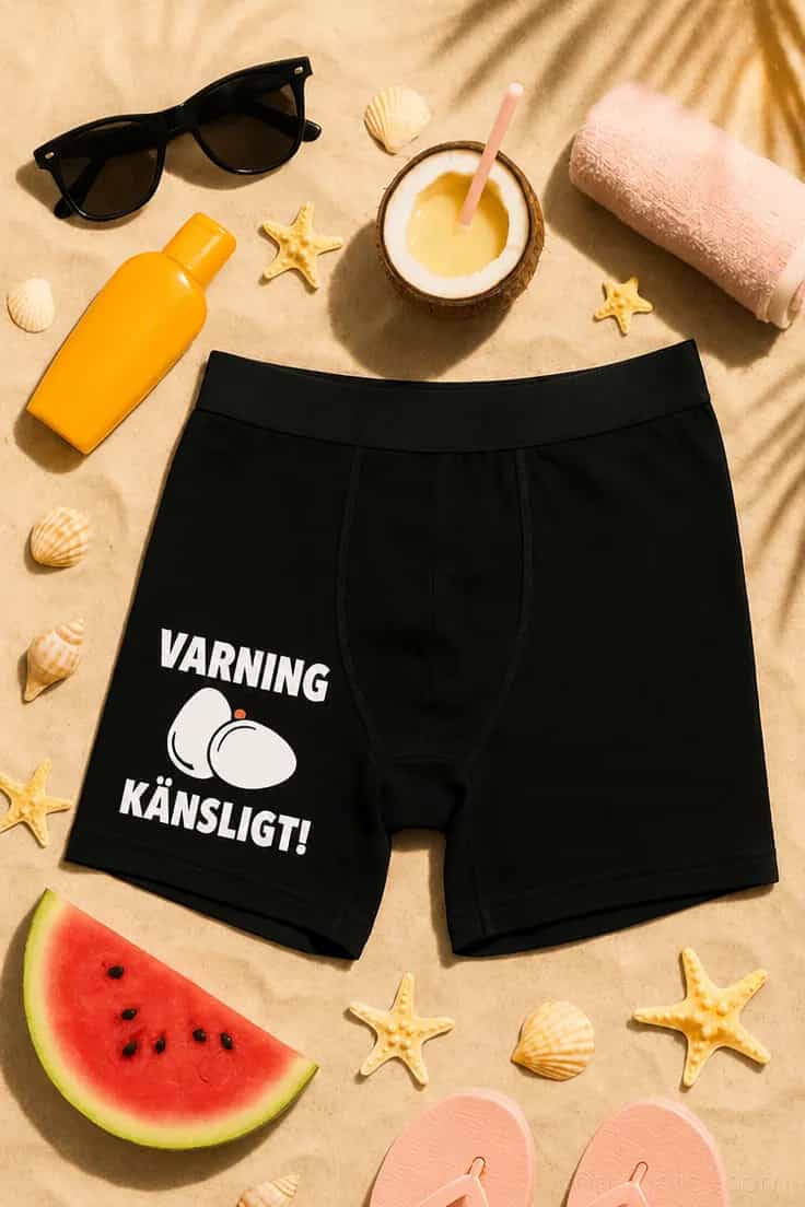 Roliga boxershorts Varning känsligt – VARNING KÄNSLIGT!