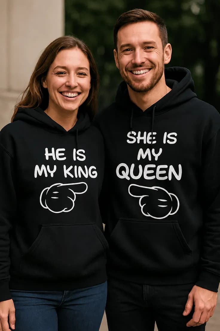 Tröja Min kung och drottning – HE IS MY KING SHE