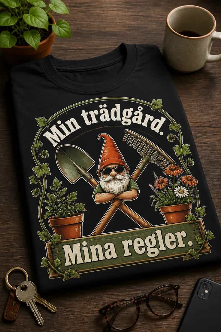 Trädgårdströja med Min trädgård. Mina regler.