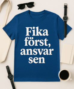 Fika först, ansvar sen – T-shirt