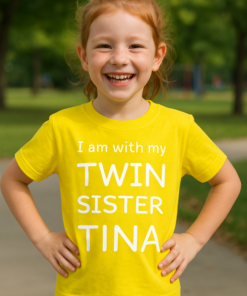 I am with my TWIN SISTER TINA (valfritt namn) - T-shirt