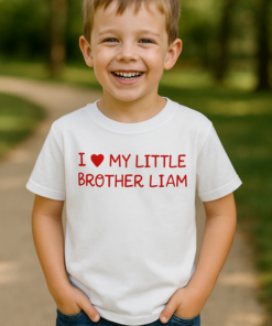 I ❤️ MY LITTLE BROTHER (valfritt namn) - T-shirt