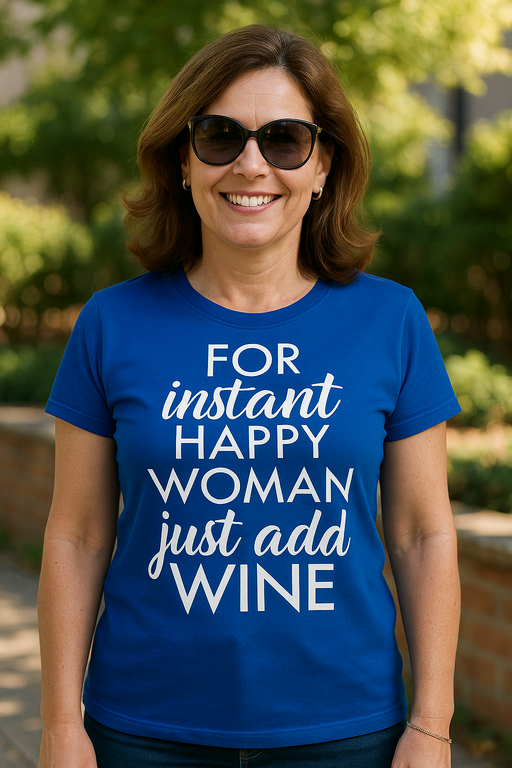 FOR instant HAPPY WOMAN just add WINE - T-shirt