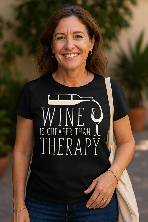 WINE IS CHEAPER THAN THERAPY - T-shirt