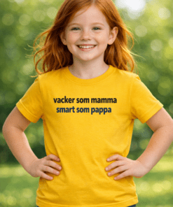 Rolig barn-t-shirt – Vacker som mamma, smart som pappa