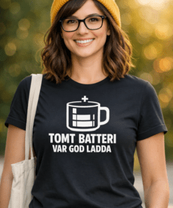 Rolig t-shirt – Tomt batteri, var god ladda